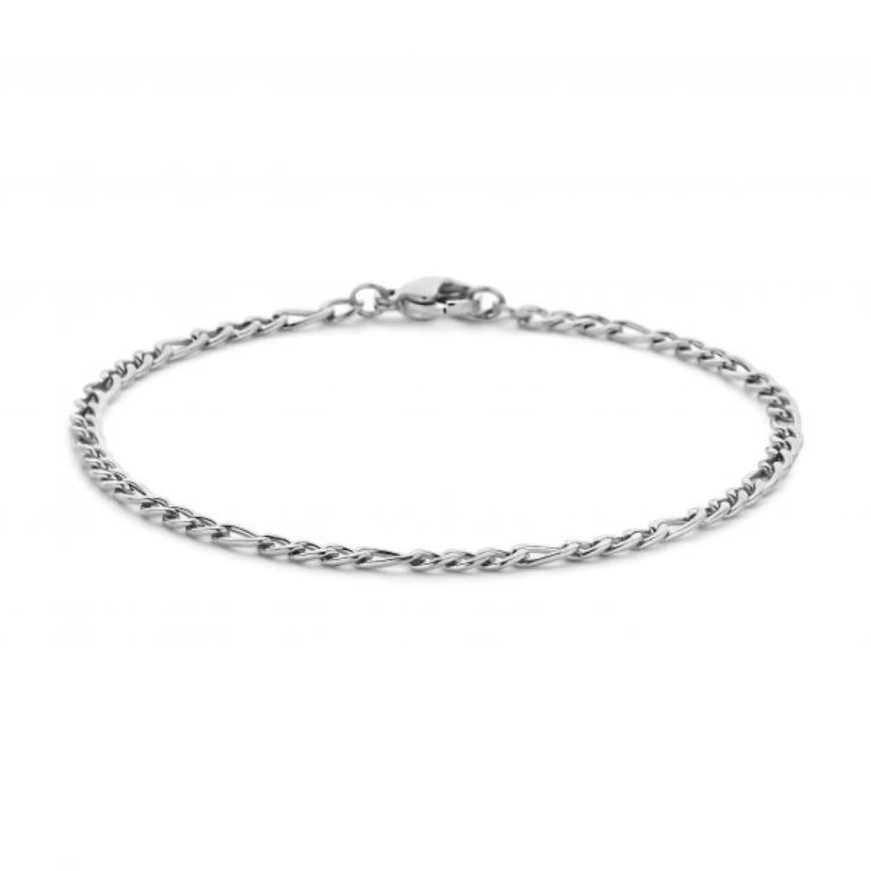 Stalen armband Figaro schakel. 3 mm Lengte 16.5 + 3 cm
