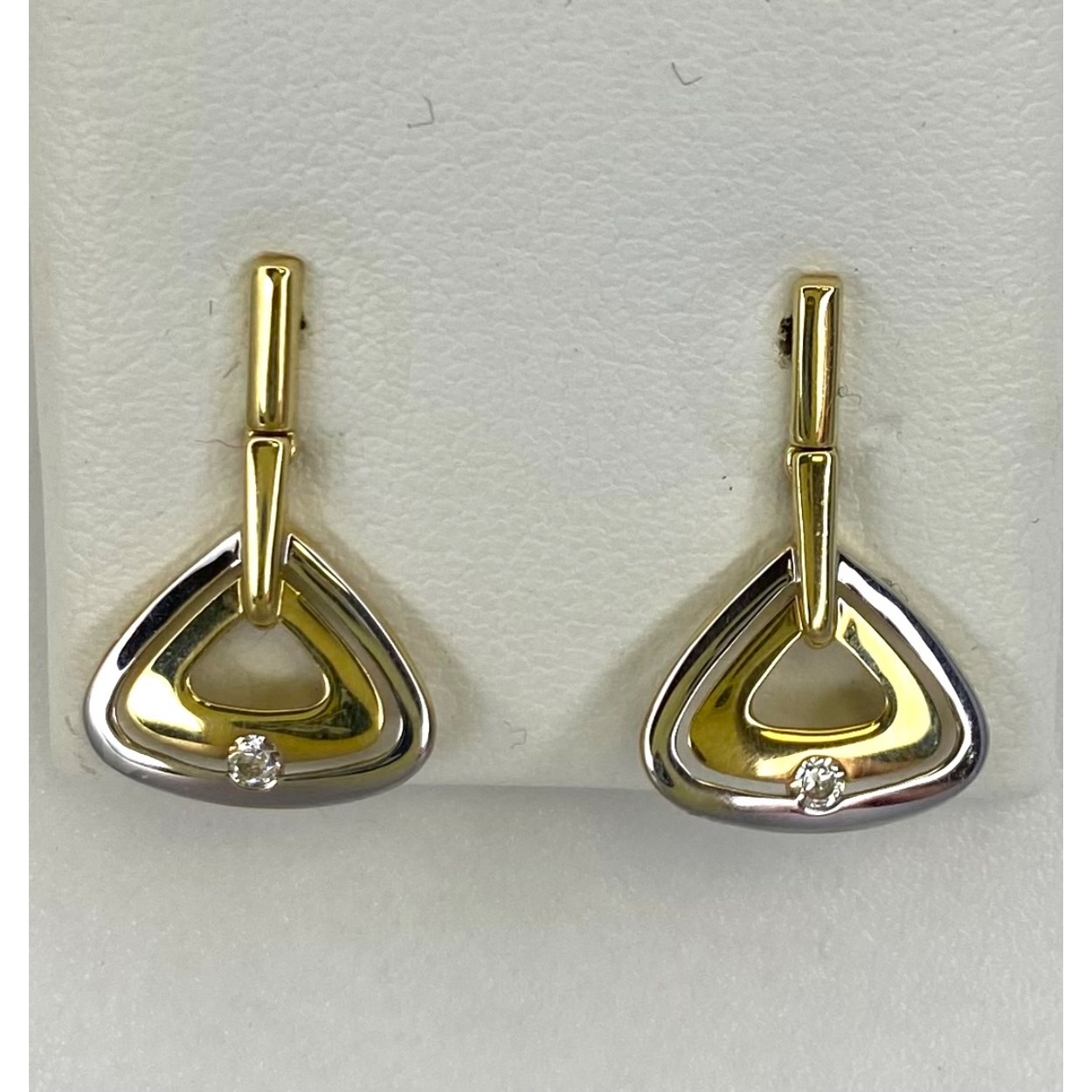 Bicolor oorknop hangend met zirkonia