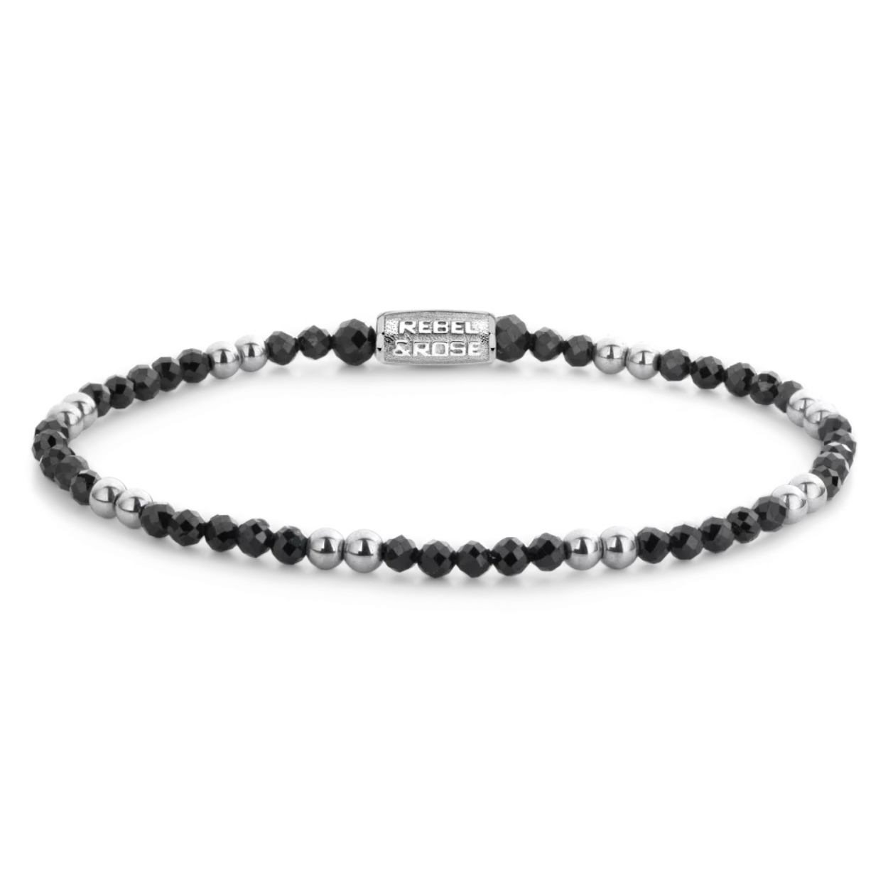 Rebel & Rose armband RR-30005-S-S Black & Silver Glam