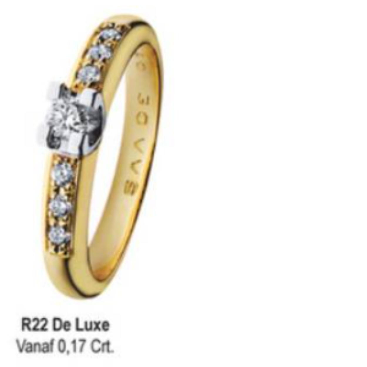 Eclat bicolor ring dÉlite solitair de luxe R22,maat 17.5
0.17crt G/VVS