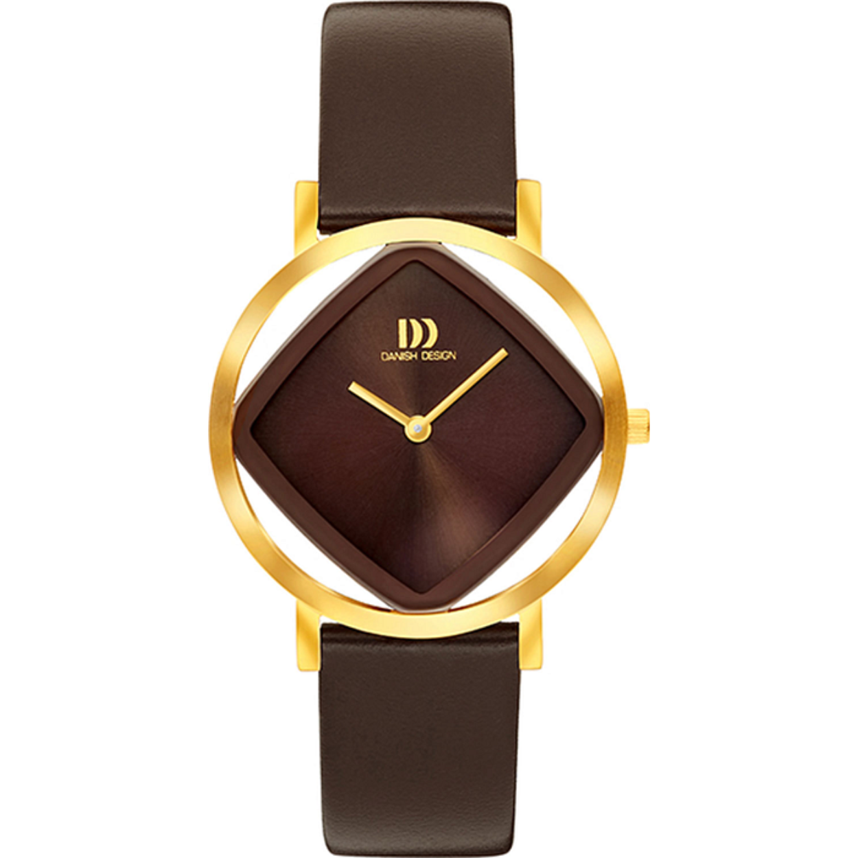 Danish Design dameshorloge 'Square Choco' met zwarte lederen band
