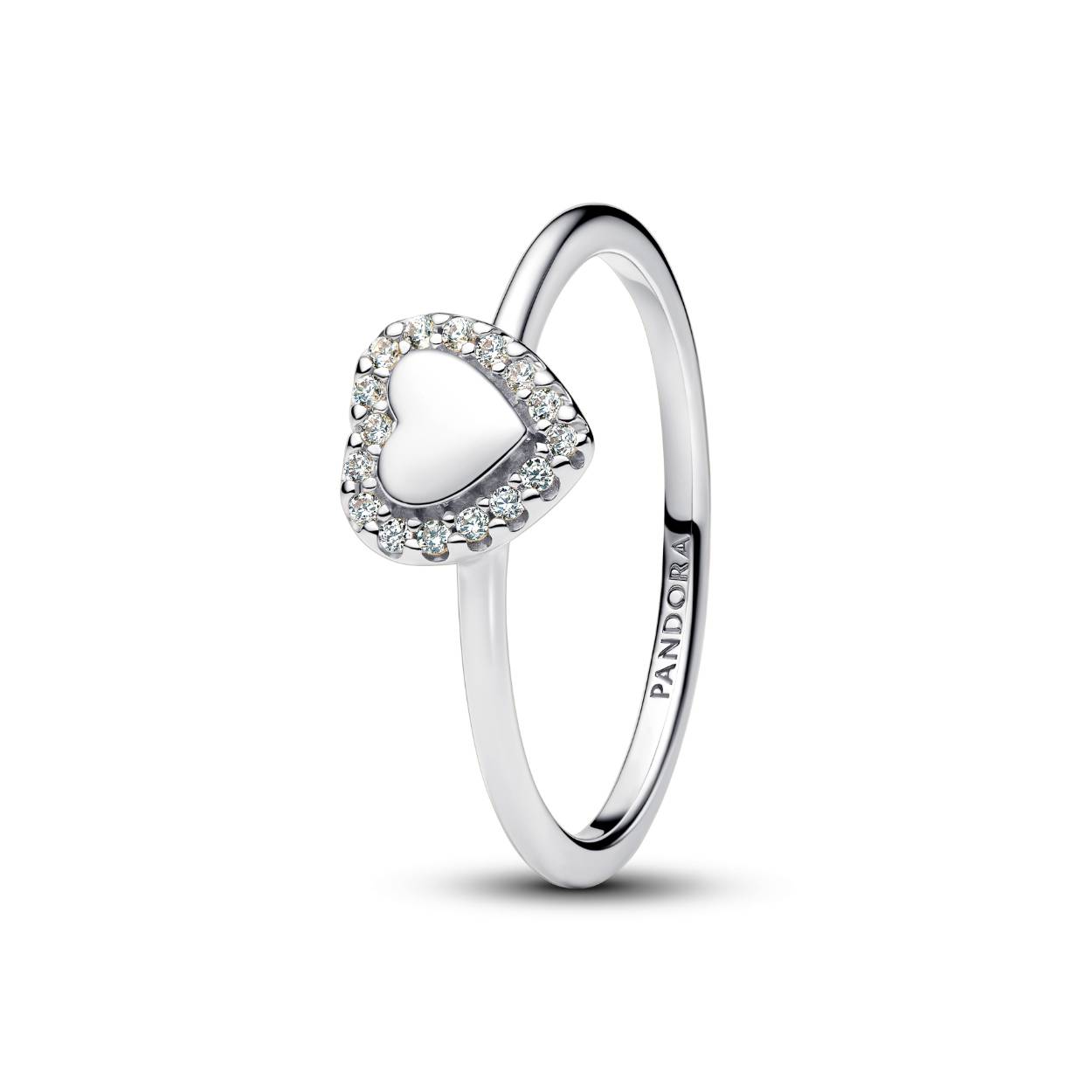 Graveerbaar Hart Halo Ring zilver