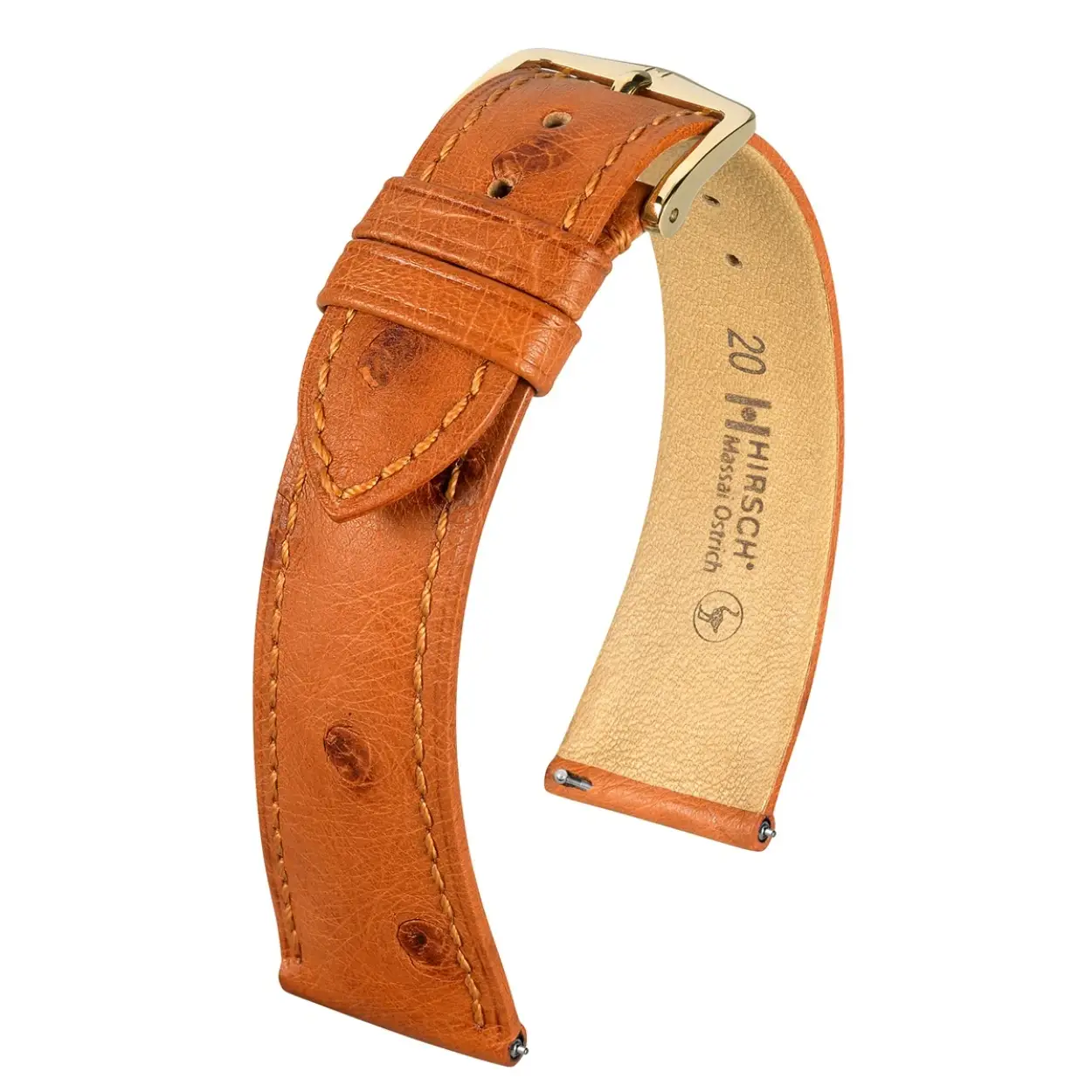 HIRSCH MASSAI OSTRICH M GOLDEN BROWN OSTRICH 14/12MM