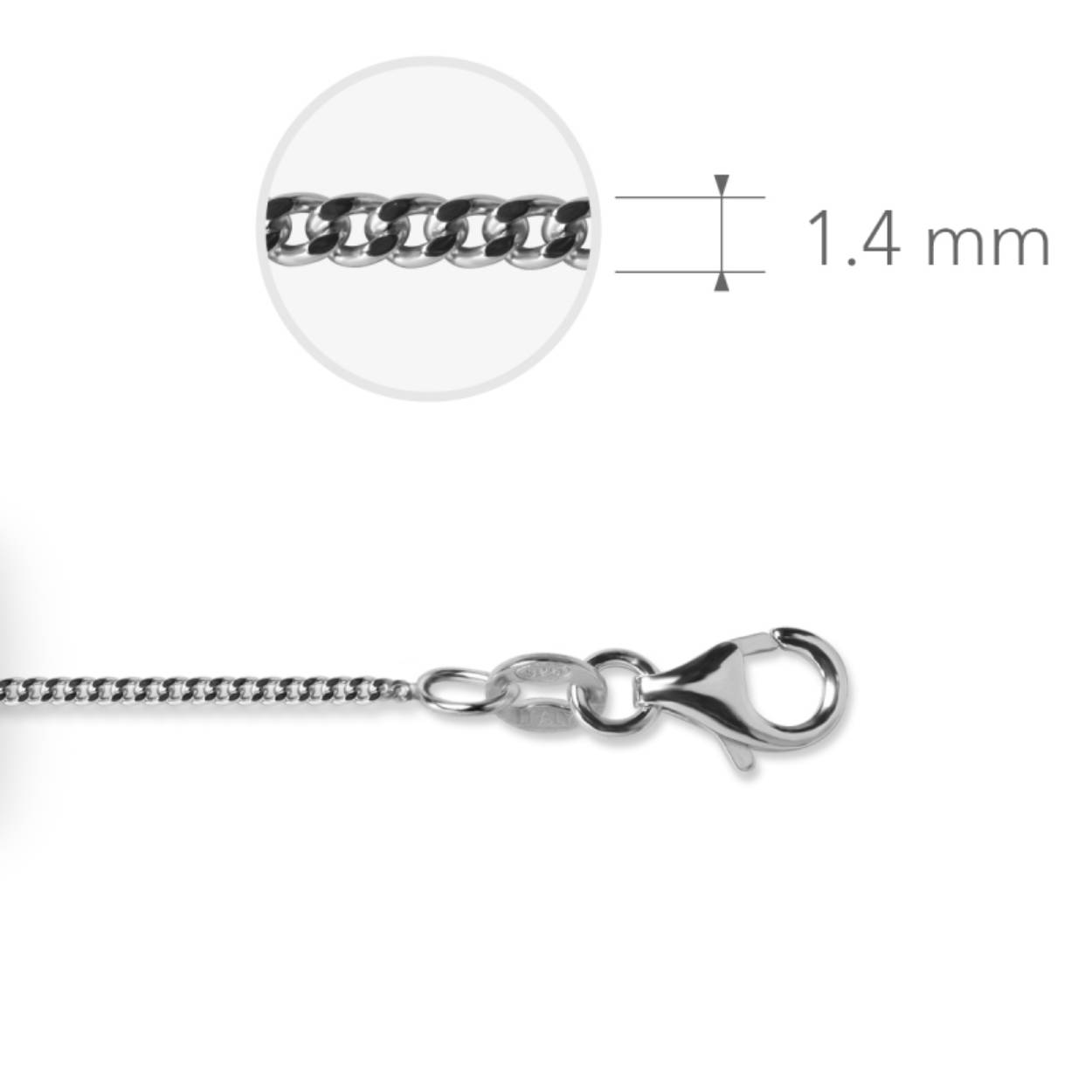 Zilver gerhodineerde gourmet collier.