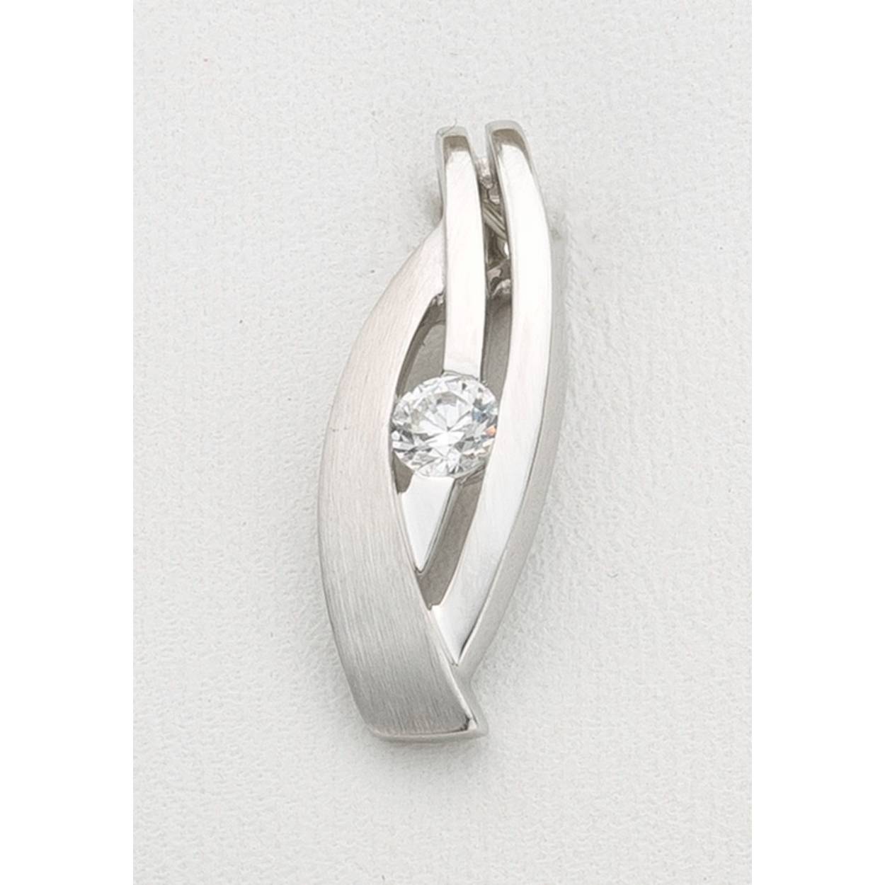 zilveren hanger, fantasie mat/poly+zirconia