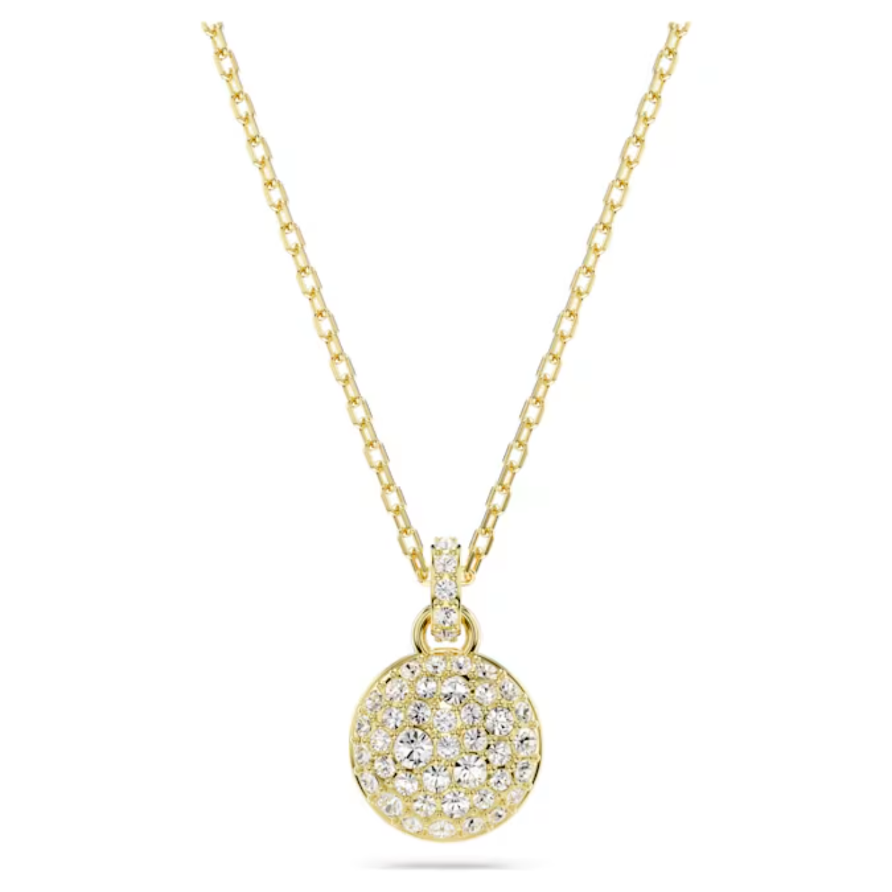 Deze hanger geïnspireerd op het heelal geeft elke outfit een oogverblindende uitstraling. Het ontwerp met goudkleurige toplaag wordt gedragen aan een delicate ketting met karabijnsluiting en is voorzien van een bolvormig meteoormotief met een sneeuwpavé van heldere rondgeslepen kristallen in verschillende formaten. Draag het als wonderlijk sieraad dat vol vreugde het licht vangt.
Artikelnr.: 5683443
Collectie:  Meteora
Lengte (minimum - maximum): 40 - 47 cm
Formaat motief: 1.5 x 1 cm