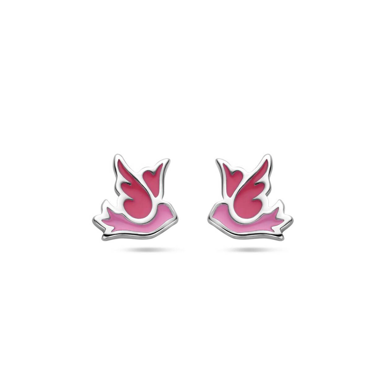 Oorstekers zilver | duif roze | geëmailleerd