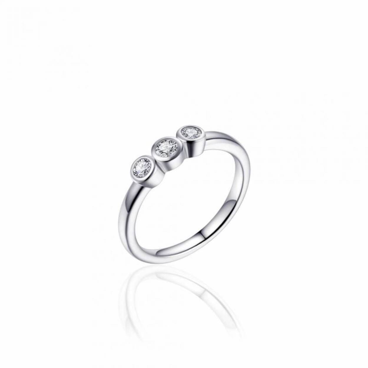 R375/56 zilveren ring | 3 zirkonia's maat 56