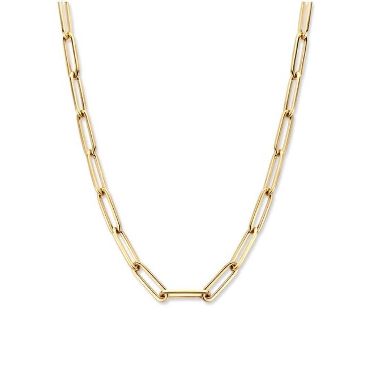 14k geelgouden paperclip collier op een lengte van 45 cm