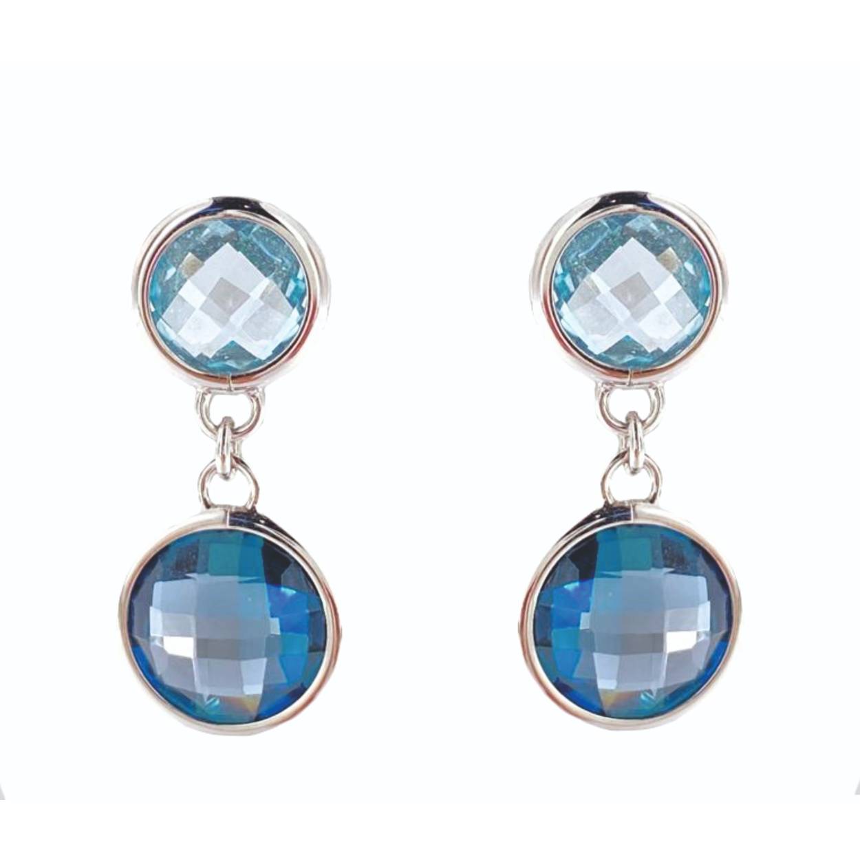 Wit gouden oorbellen 18 karaat met blauwe topaas