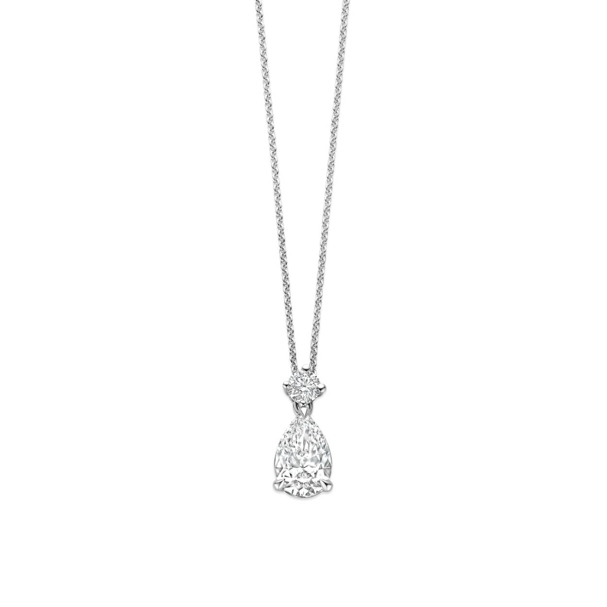 Ketting met hanger wit goud 18kt met labdiamanten.