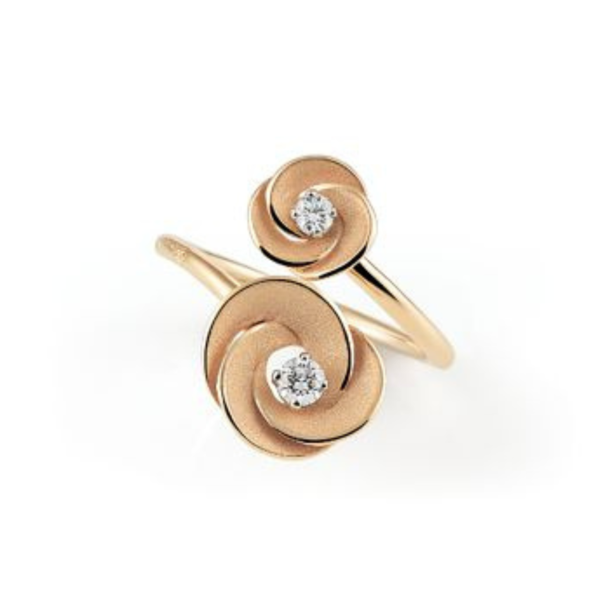 Desert Rose Series Ring, 18Kt Orange Apricot Gold met diamanten 0.16ct