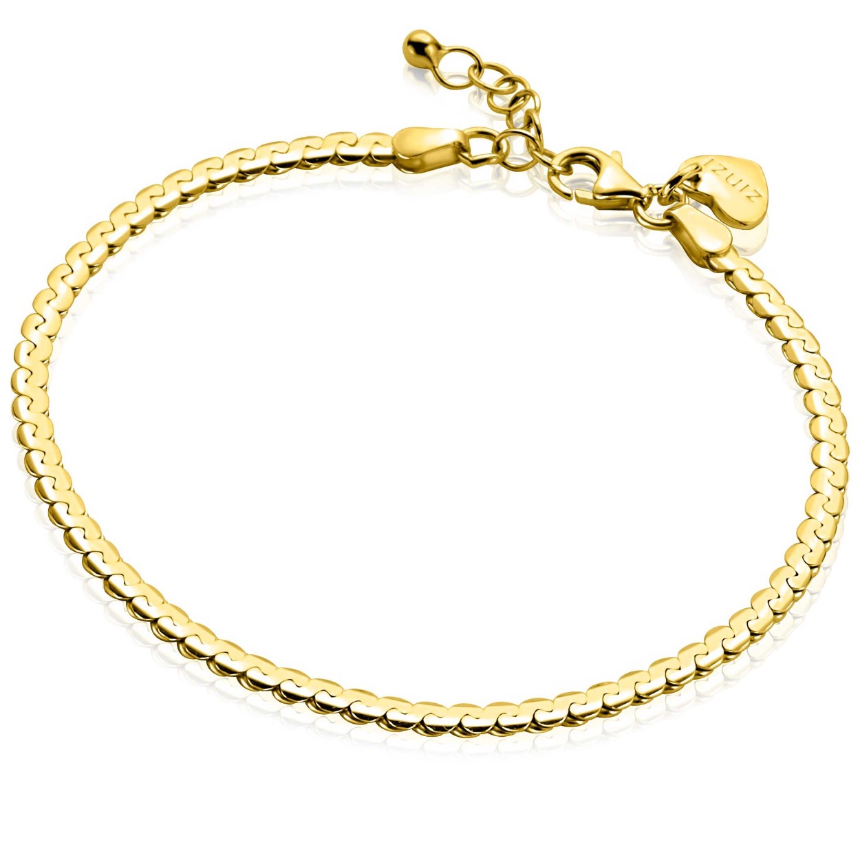 ZINZI gold plated zilveren schakel armband met sierlijke schakels van 3mm breed. De lengte van de armband is te variëren tussen 18cm en 21cm. Vervaardigd van eerste gehalte zilver (925) en extra geel verguld.
