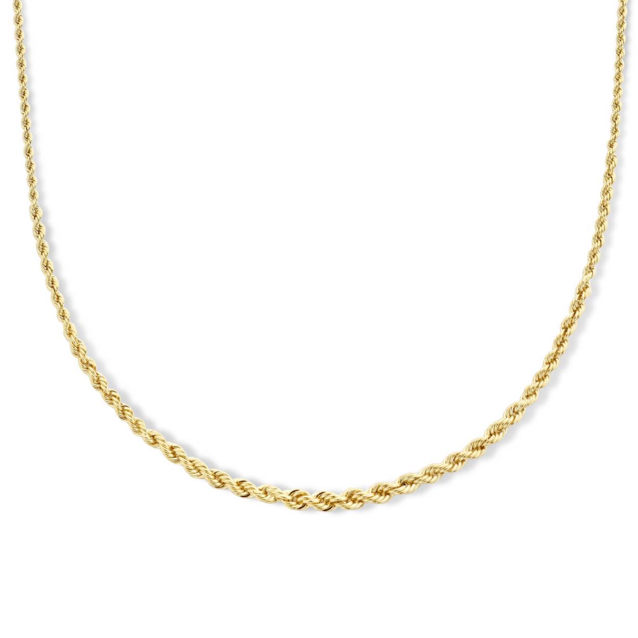 14k Geelgouden collier uitgevoerd met een koord schakel.