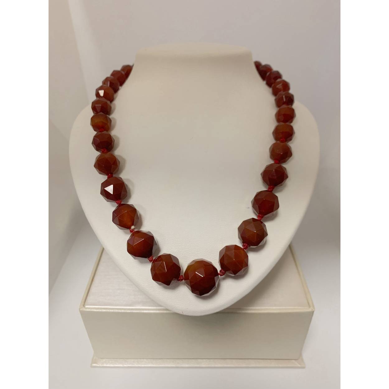 VINTAGE collier met carneool - gouden baksluiting