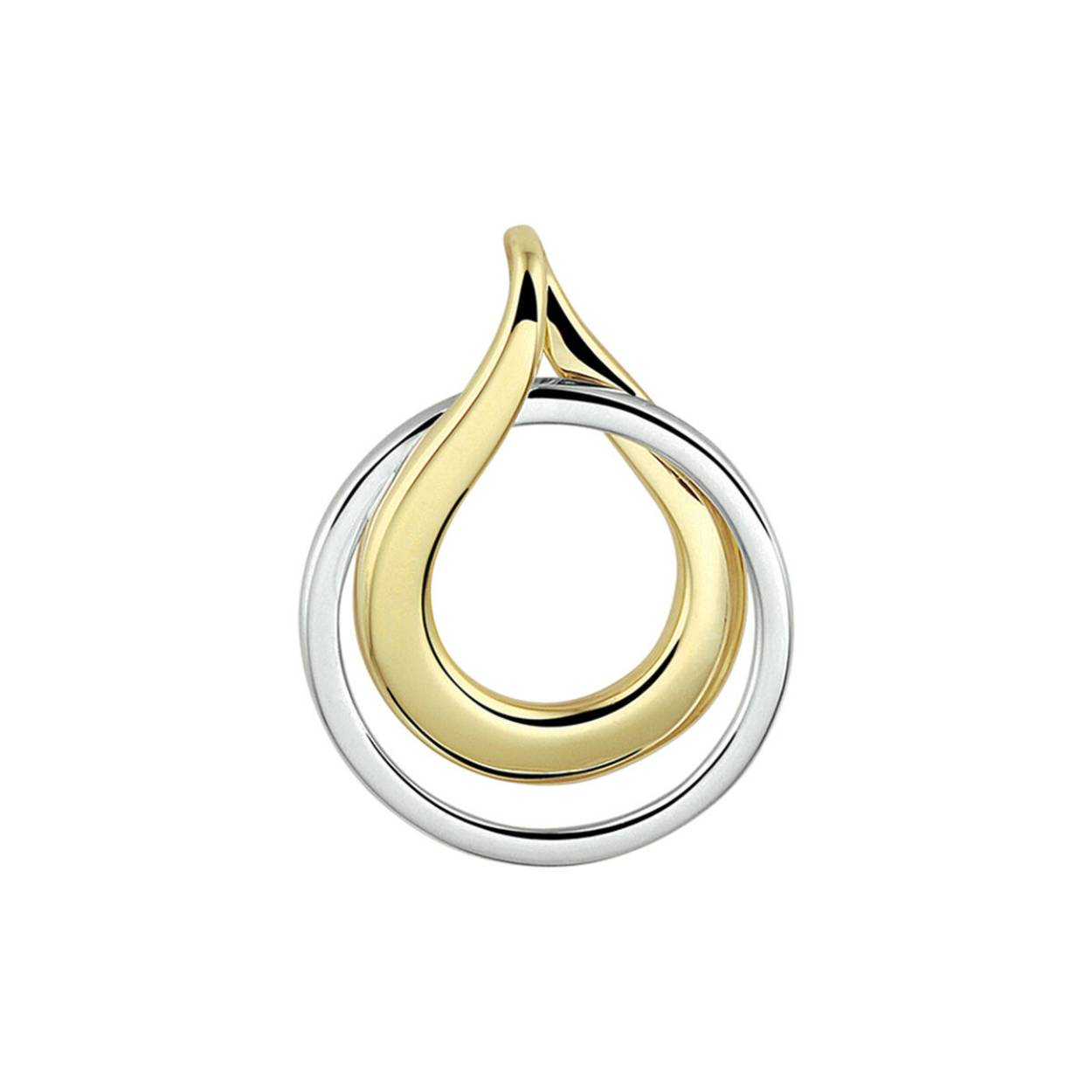 Prachtige strak gevormde 14krt bicolor gouden hanger. Past mooi om een geelgouden maar ook aan een witgouden collier.