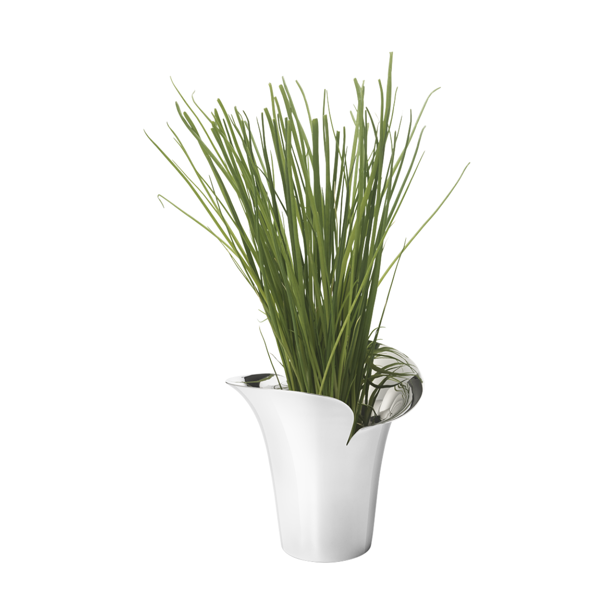 The organic, petal-like shapes of Helle Damkjær’s striking stainless steel Bloom Botanica flower pot make a stylish counterpoint to the plant it holds. Used for small plants or herbs, it gives a contemporary touch to a kitchen or living room, especially when arranged in groups on a shelf or windowsill.