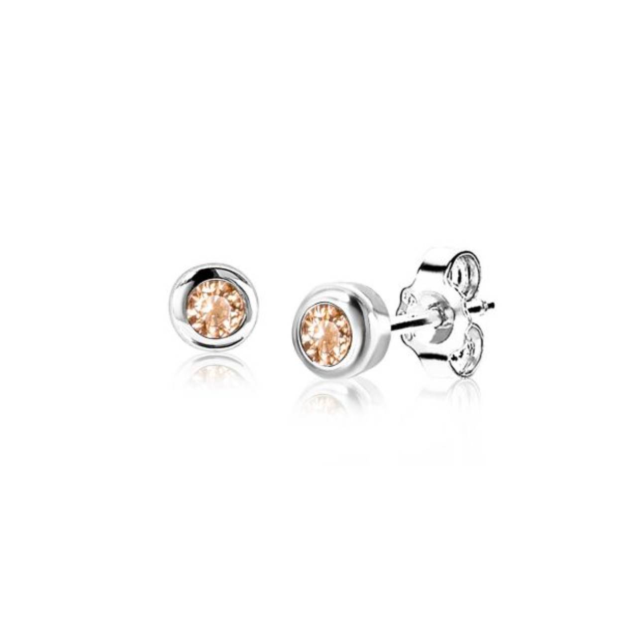 NOVEMBER oorknoppen 4mm zilver met geboortesteen geel citrien zirconia