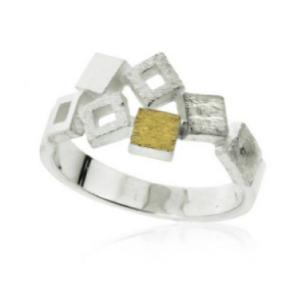 925 white silver ring with 18k yellow gold. Small size