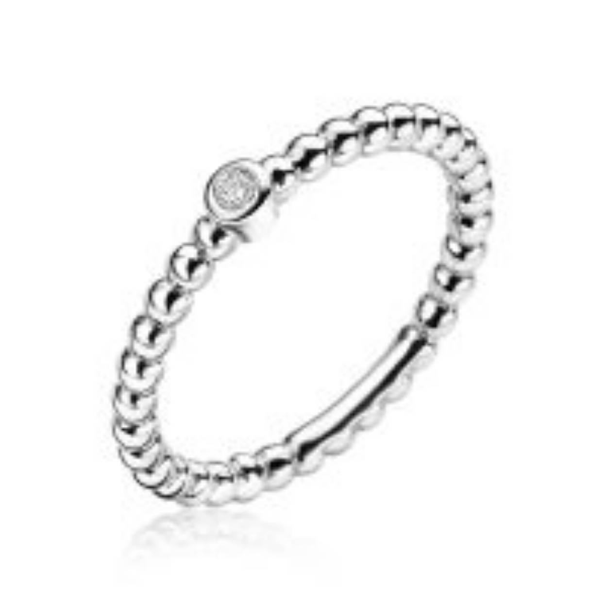 ZINZI zilveren aanschuifring met bolletjes motief. De ronde topzetting is bezet met een witte zirconia. Gemakkelijk te combineren met andere zilveren Zinzi aanschuifringen. Mix & match!