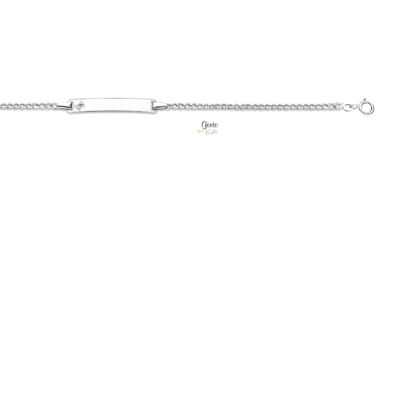 Zilveren naamplaat met vlindertje van Gento kids
Lengte: 14 cm