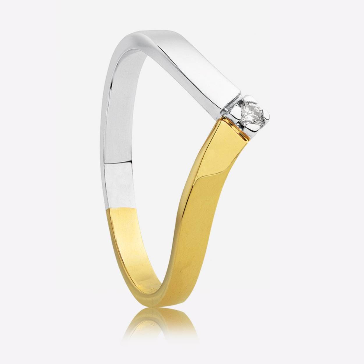 Eclat 14krt Geel/witgouden ring 0.03ct