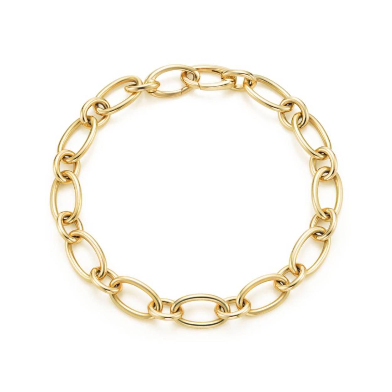14k geelgouden fantasiearmband met ovale schakels
