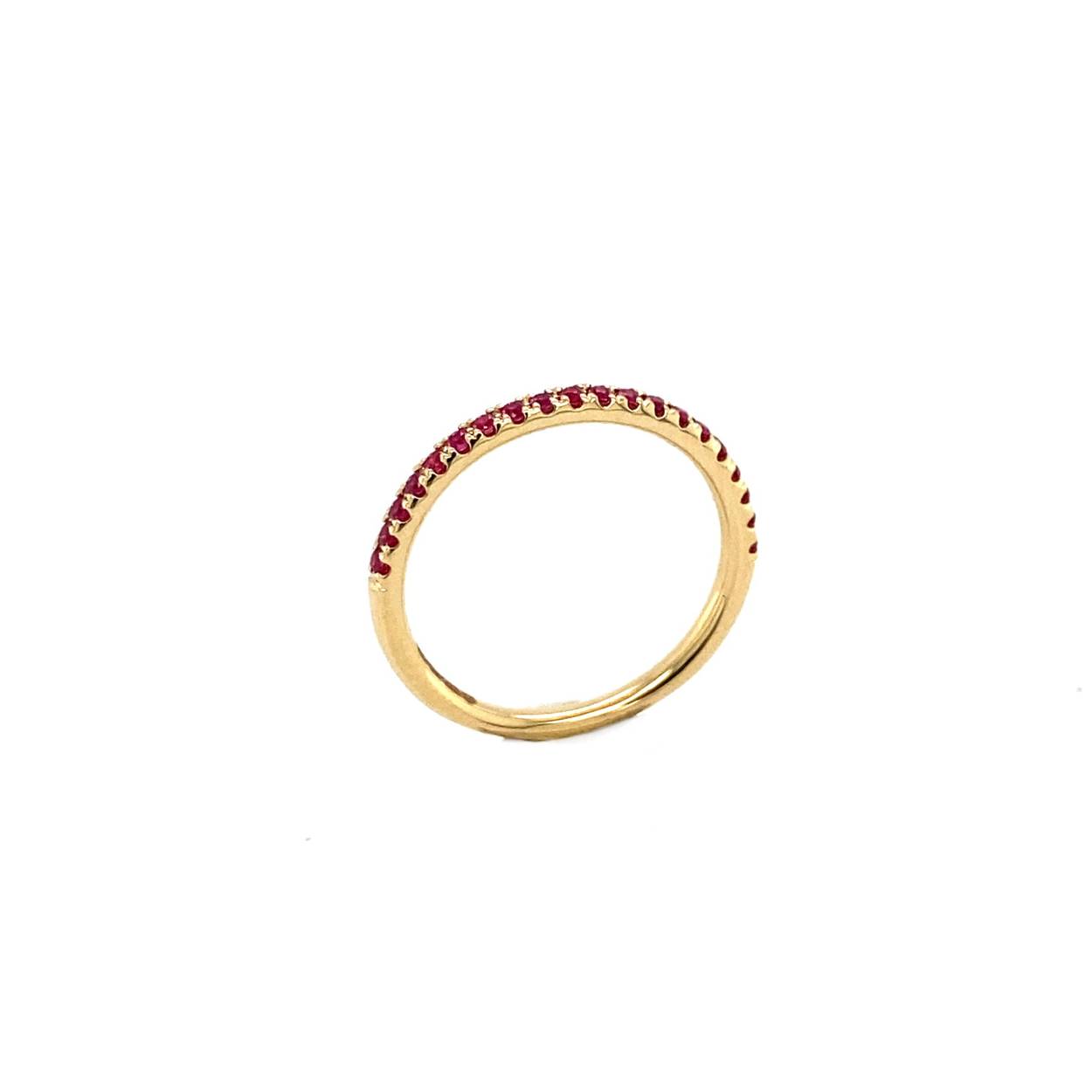geel gouden rijring met rood robijn