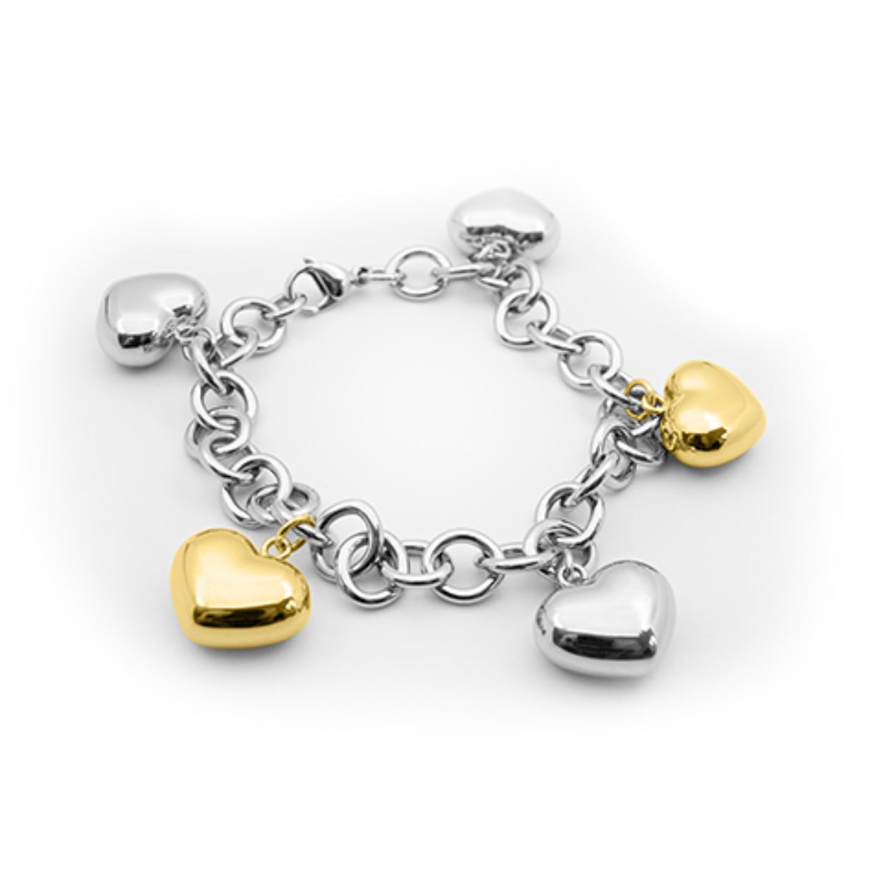 Edelstaal armband geel met staal hartje