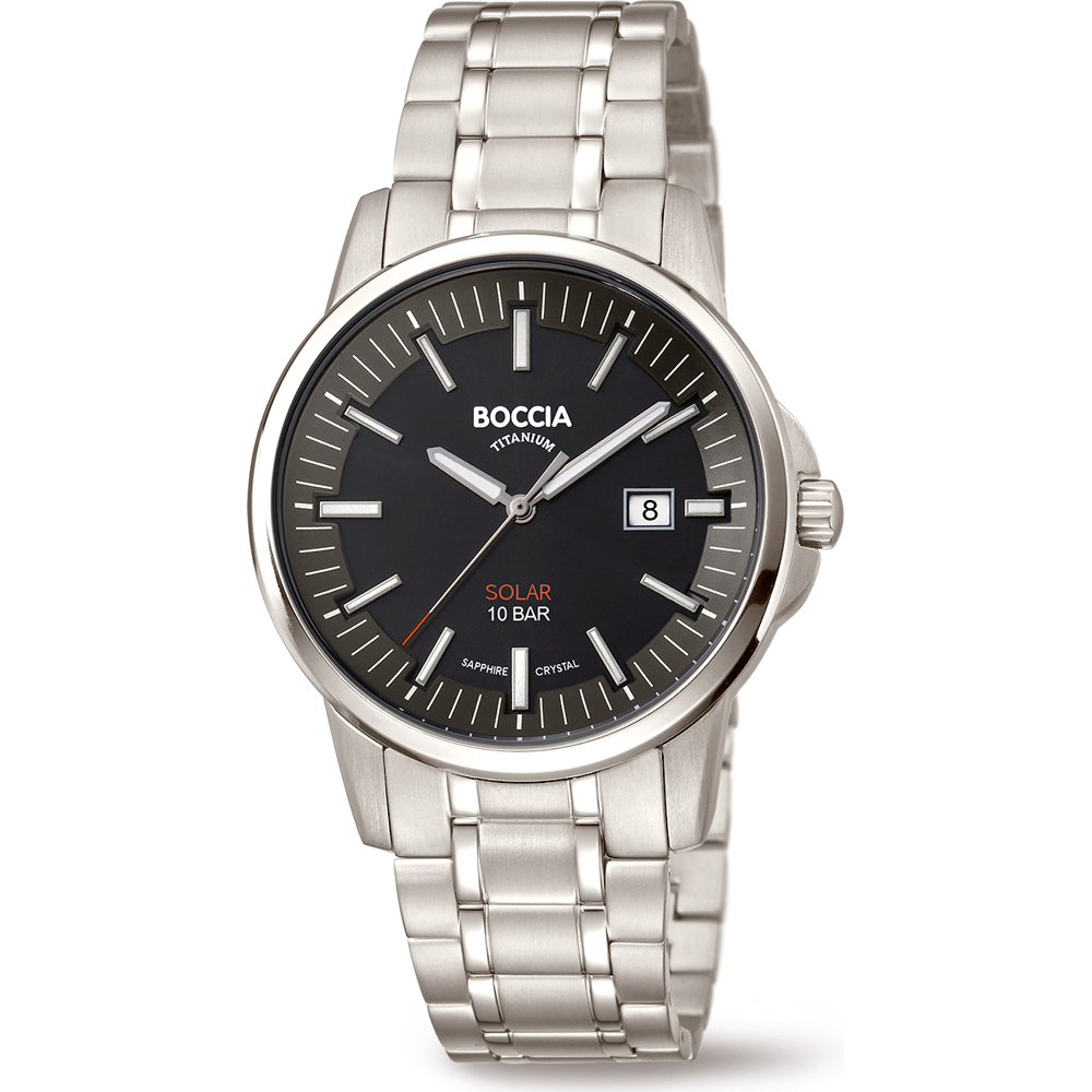 Boccia horloge met een titanium kast met een diameter van 39mm en is voorzien van een titanium band. In de kast bevindt zich een kwaliteitsuurwerk van het merk Citzen en is afgewerkt met saffierglas en 10 ATM waterdicht. 2 jaar garantie op het uurwerk.