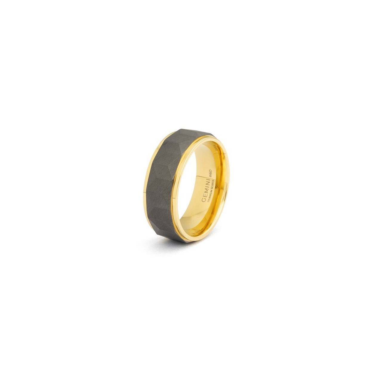 Deze ring van het merk Gemini is gemaakt van titanium