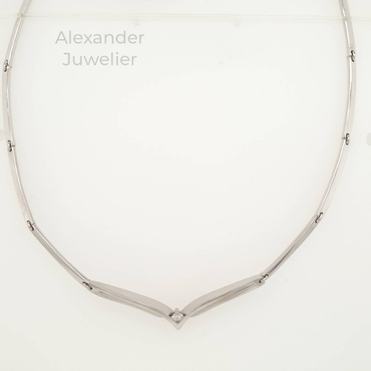 14krt. witgoud collier met 0.07ct diamant TW-VVA/VS