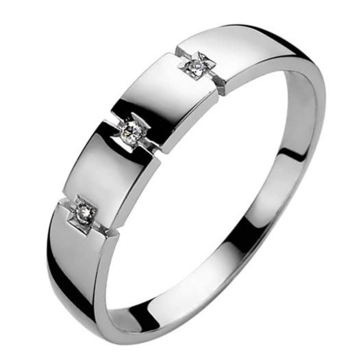 ZINZI DIAMONDS ring bezet met 3 diamanten. Vervaardigd van sterling zilver (925) en voorzien van een mooie witte rodium vergulding.