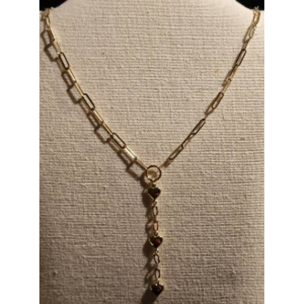 14k geelgoud Y-collier met 3 hartes