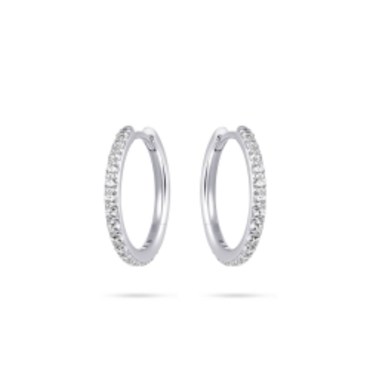 14k witgoud oorring met zirkonia