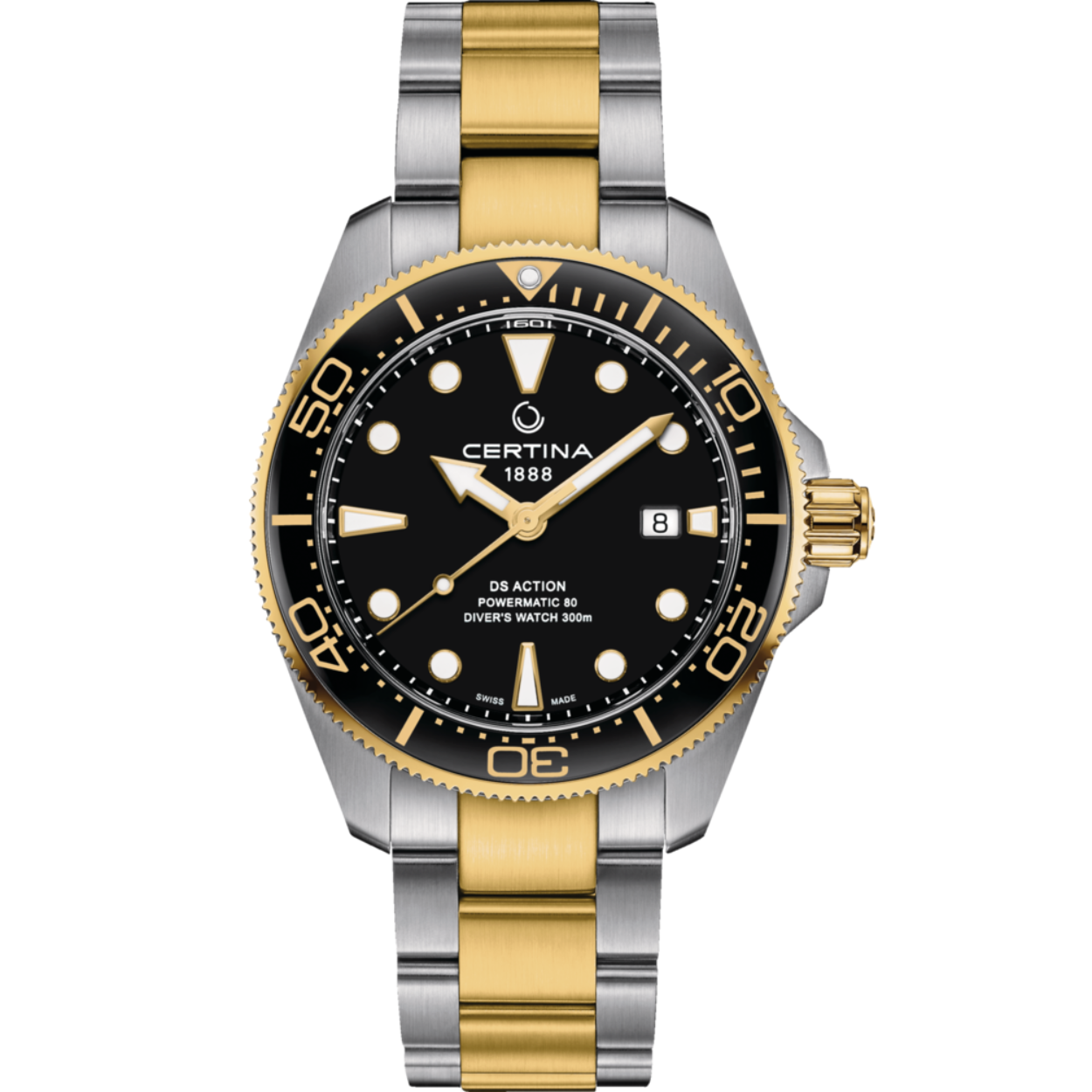 Dit Certina DS Action Diver Ceramic Herenhorloge is bekend onder Certina-referentienummer C032607222205100. Het horloge heeft een powermatic-80 uurwerk met automatische opwindfunctie dat geplaatst is in een edelstalen keramieken met kast. Het uurwerk heeft een gangreserve van 80 uur. Op de groene wijzerplaat is analoge tijdsweergave zichtbaar. Aan de kast zit een stalen horlogeband met een vouwsluiting.

Het mechanisch uurwerk met automatische opwindfunctie biedt u datum-aanduiding als tijdfunctie(s). De ronde horlogekast is 300m waterdicht en voorzien van een saffierglas.

Datum

Duikersring

Kastmateriaal  Staal, Keramiek

Metaal Wit /Geeli.c.m., Zwart

Wijzerplaat Zwart

Glas  Saffierglas

Waterdichtheid   300m

Horlogeband  Staal

Vouwsluiting

Schroefkroon

Kasthoogte 43 mm

Kastbreedte 43 mm

Kastdikte 13.1 millimeter

Bandaanzet  21 mm