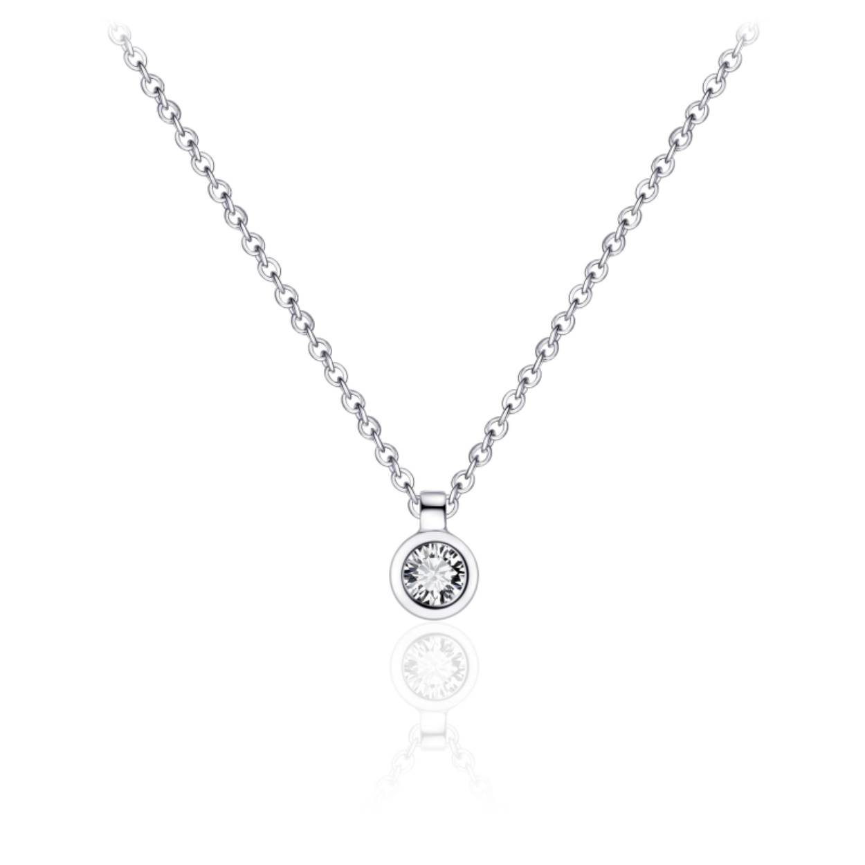 Gisser jewels Necklace with a Zirconia Stone | 5 mm | 42 + 5 cm | Silver