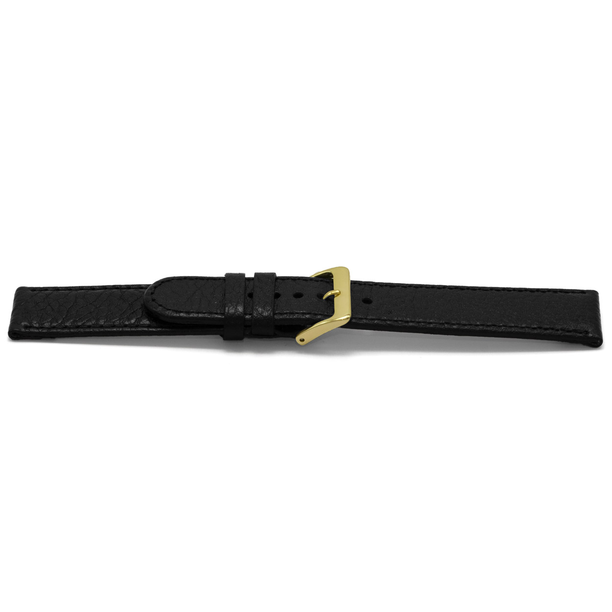 Zwart lederen horlogeband met goudkleurig aluminium gesp.
Kleur band: Zwart
Band dikte: 2.0mm
Band lengte: 65/105mm (extra small)
Band breedte: 10x10mm
Gesp: Edelstaal
Bekleding binnenband: Nubuck
Gestikt: Ja, dezelfde kleur als de band. 
Pushpin: Exclusief
Hypo allergisch: Ja
EAN: 8716667161535