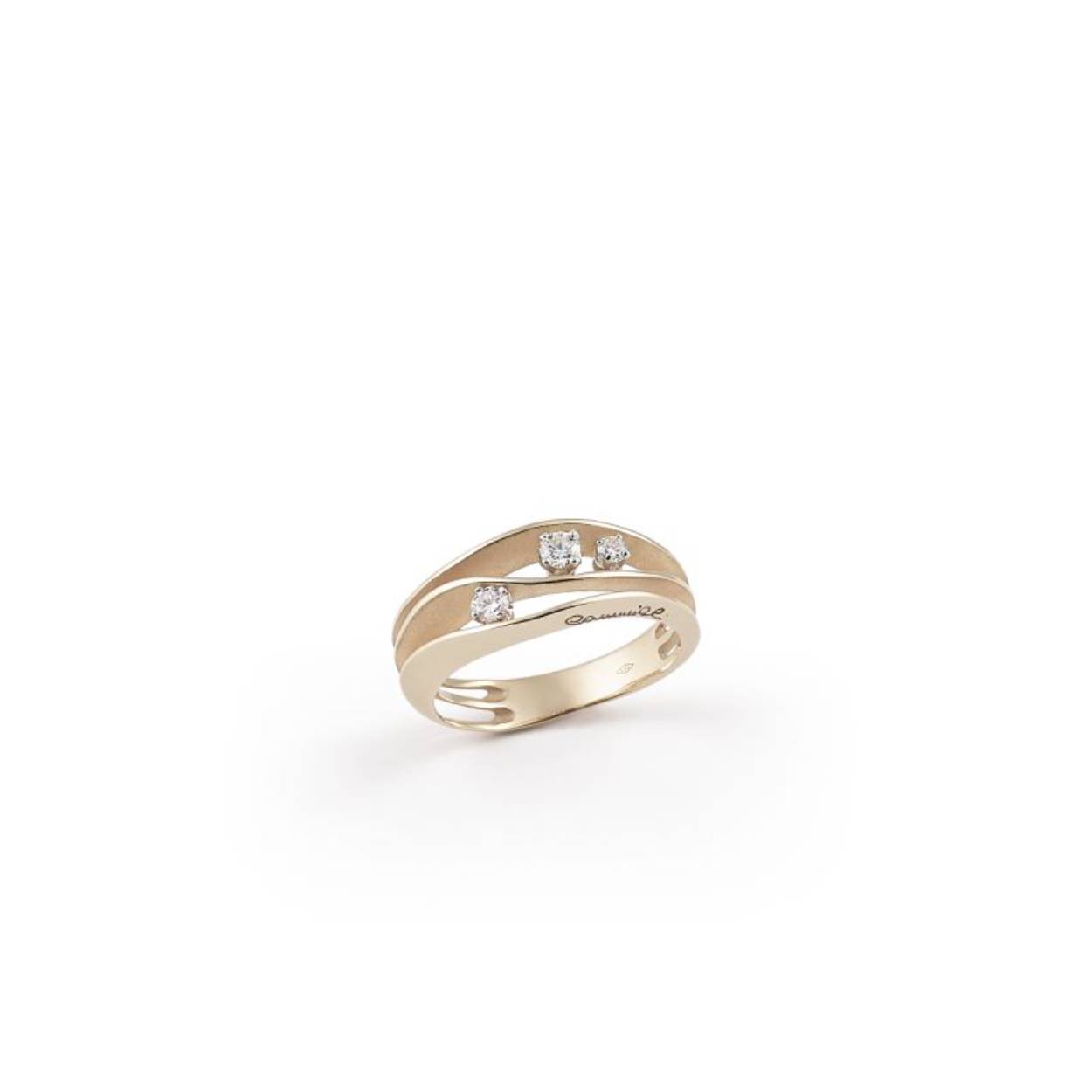 18kt. Gouden Annemaria Cammilli ring, Dune Natural Beige 3x = 0.19ct