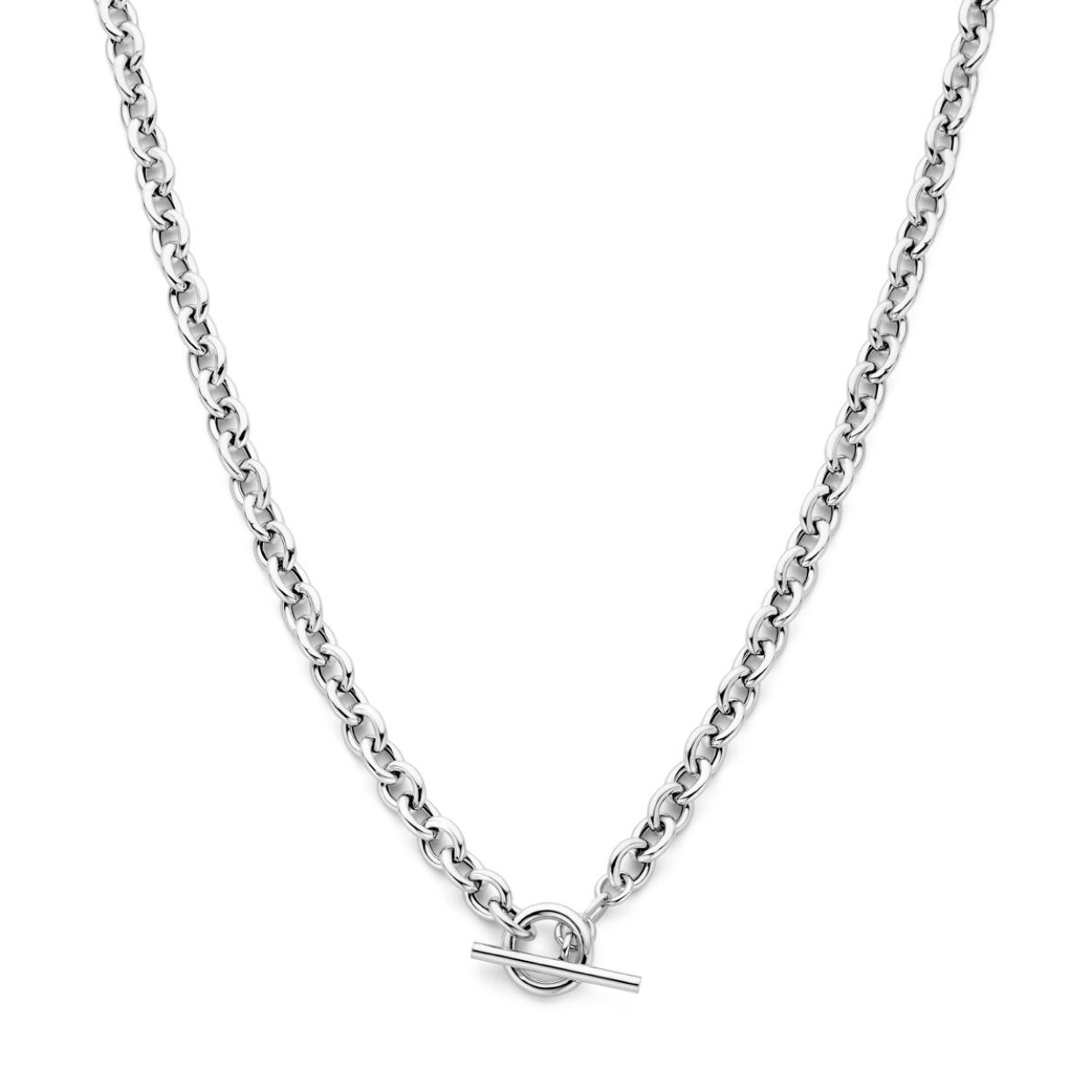 Gerhodineerd 925 zilveren collier uitgevoerd met een kapittelslot. Het collier heeft een draaglengte van 42cm. De schakelbreedte is 6mm.