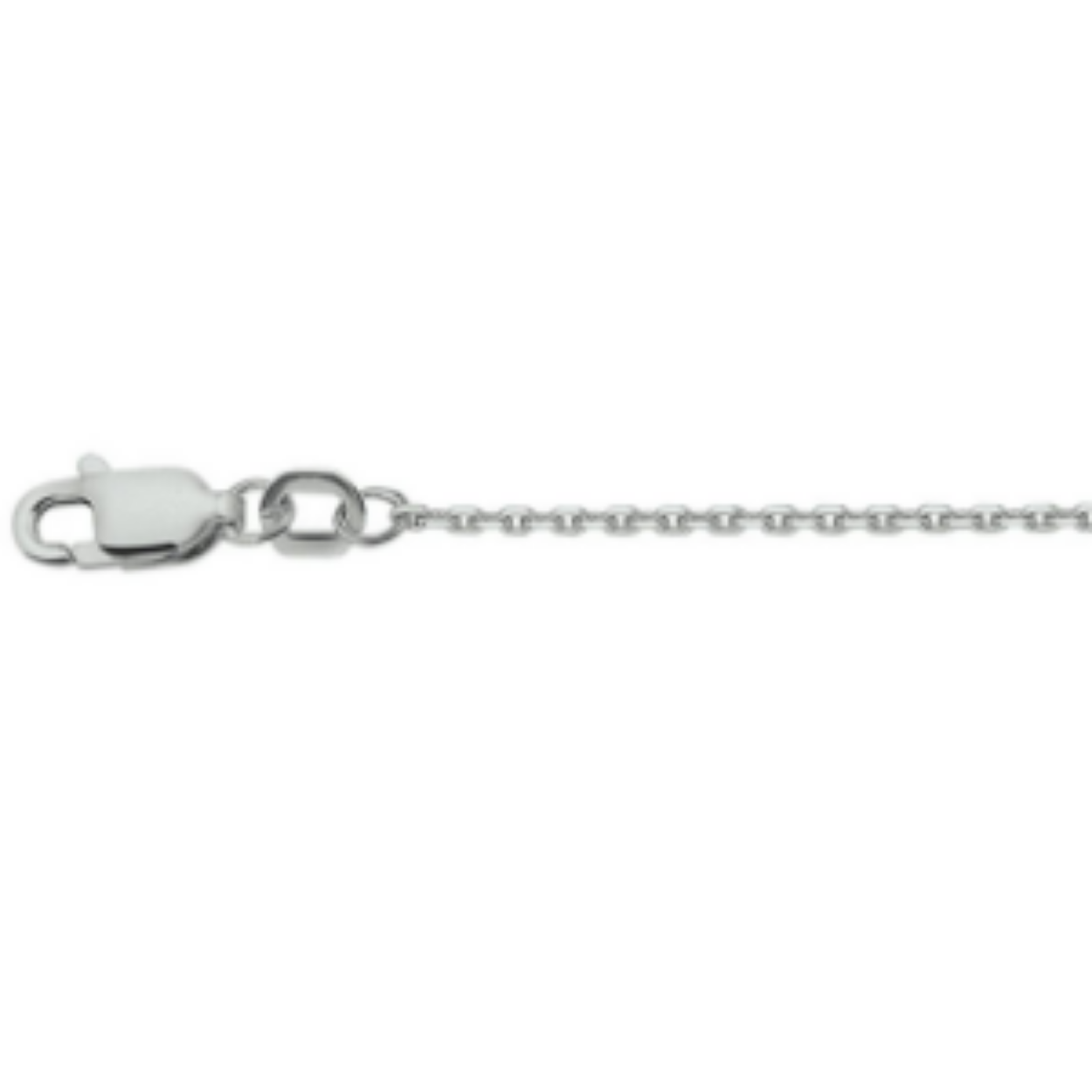 Gerhodineerd zilveren collier met anker schakel. De schakelbreedte is 1.3mm.
