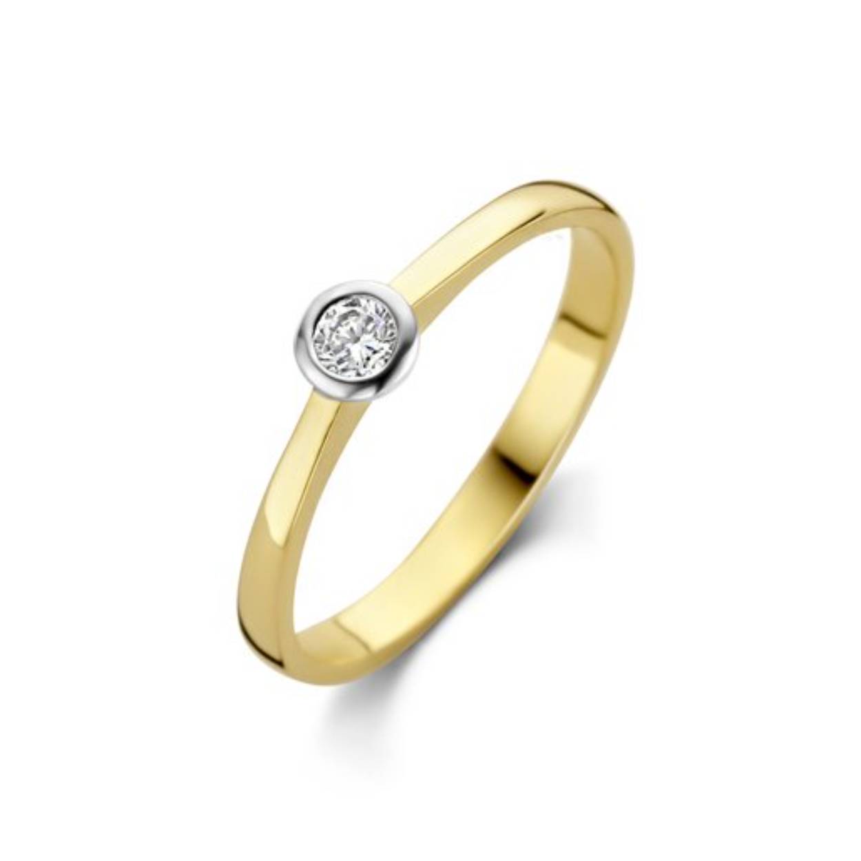 gouden ring, rondje+ zirconia mt55