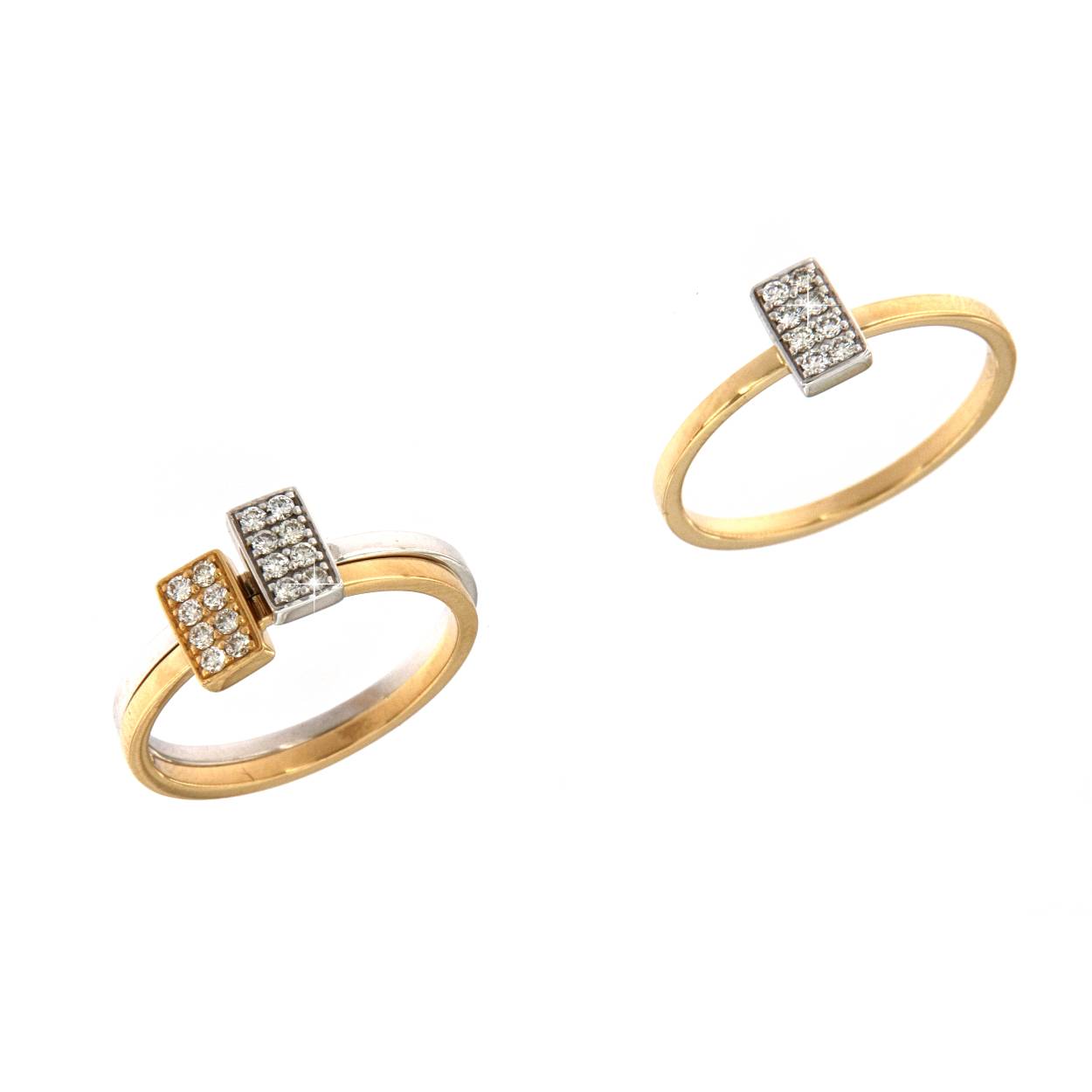 goud 18kt met diamant 0.08ct prijs per stuk bestaat in drie versies: 1) volledig geel goud 2) volledig wit goud 3) in wit en geel goud gecombineerd