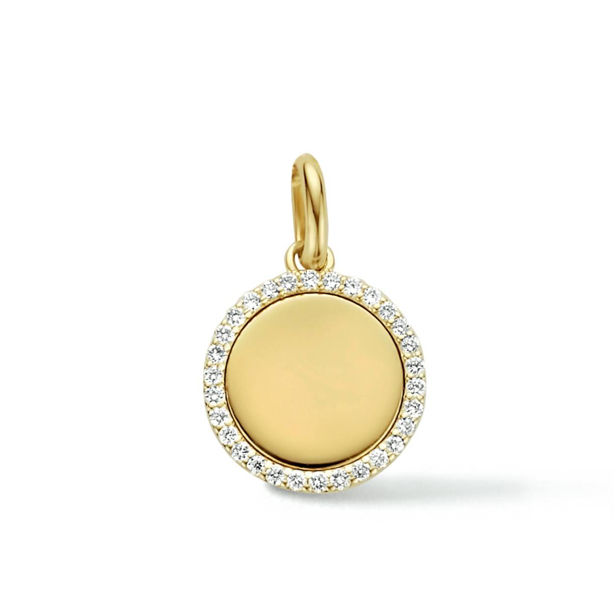 14 krt gouden hanger met 0.10 ct briljant rondom