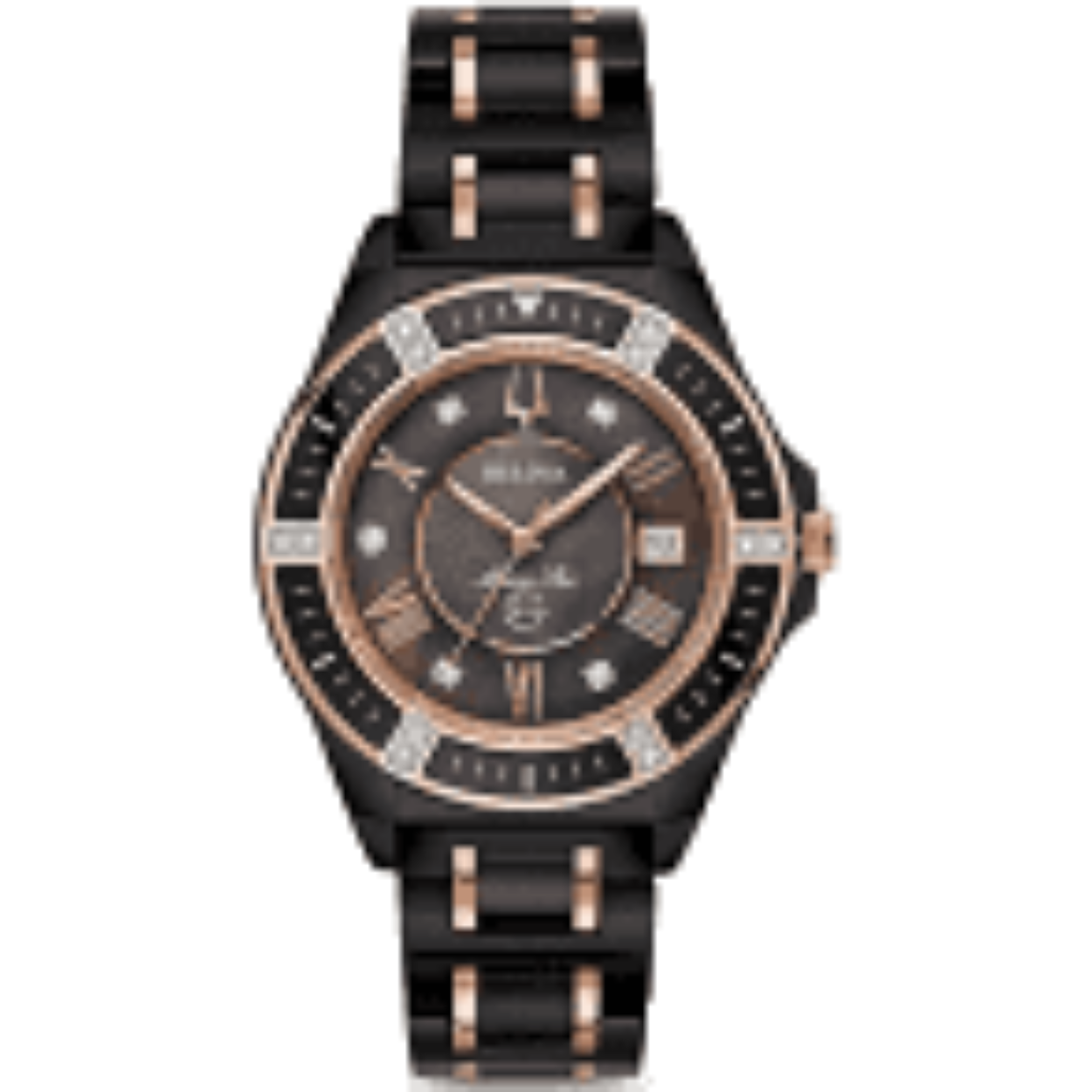 Dit quartz horloge van het merk Bulova is een prachtig horloge. Het horloge heeft een kast gemaakt van staal en een zwarte band gemaakt van staal goud. Dit horloge is goed om te doen door de gespsluiting