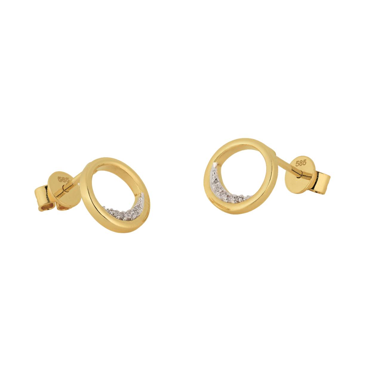14krt oorknoppen 0.035ct