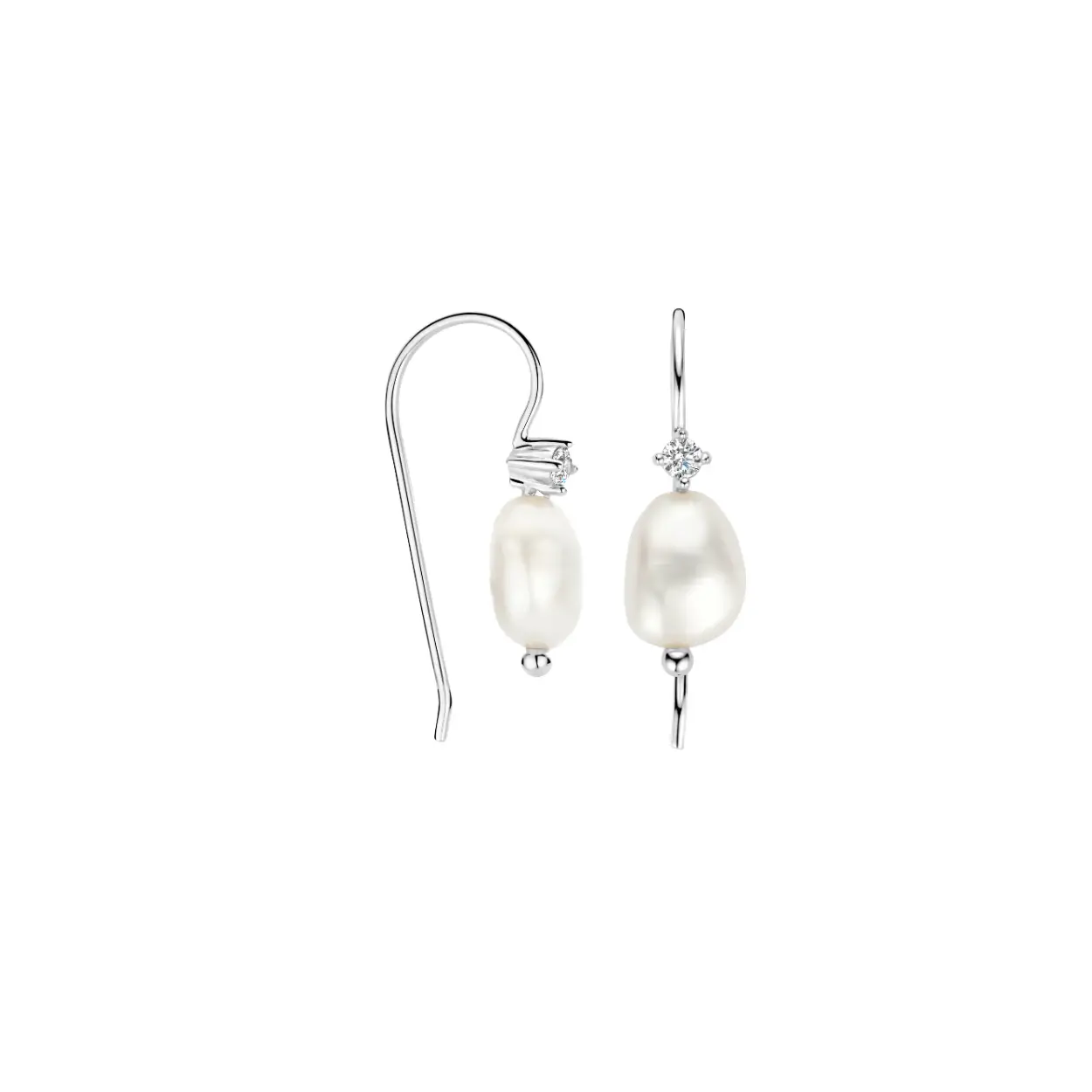 FJF Jewellery oorhangers met zoetwaterparels en zirkonia's  FJF0030028SWH