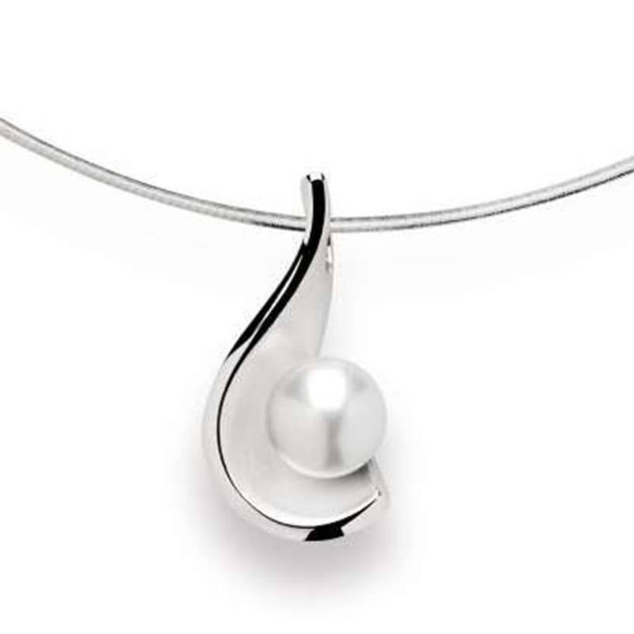 zilveren hanger, mat/poly slag+ parel