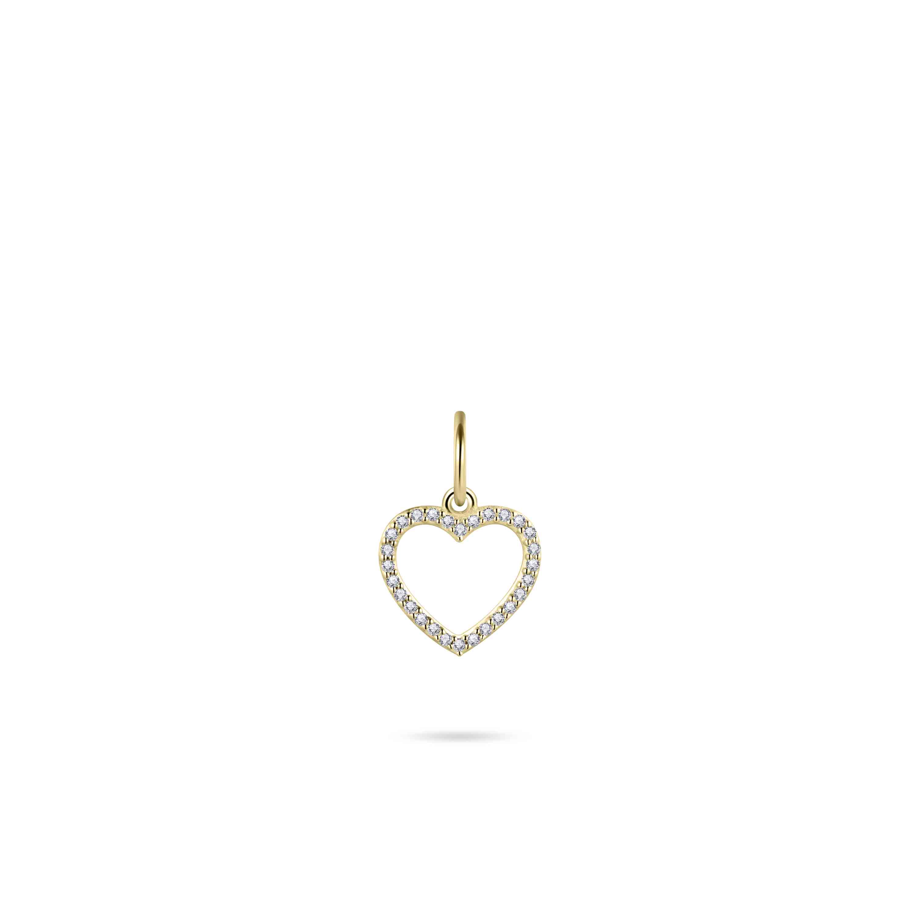 GISSER 14 KARAATS GOUDEN BEDEL HANGER HART MET ZIRKONIA STEEN VGP021