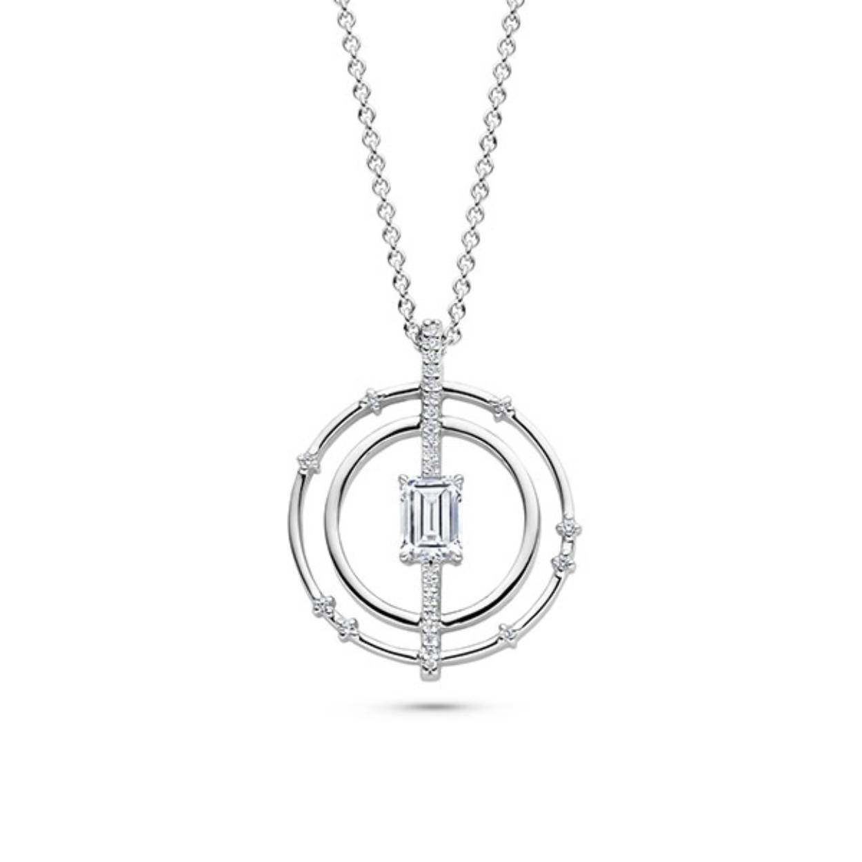 FJF zilveren collier met zirkonia hanger.